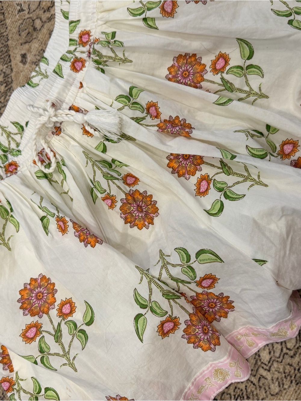 Old Navy White Tiered Skirt with Green and Orange Floral Print - Picture 5 of 5